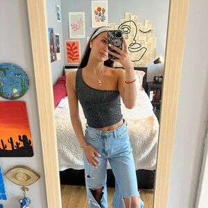 Silver One-Shoulder Women's Top